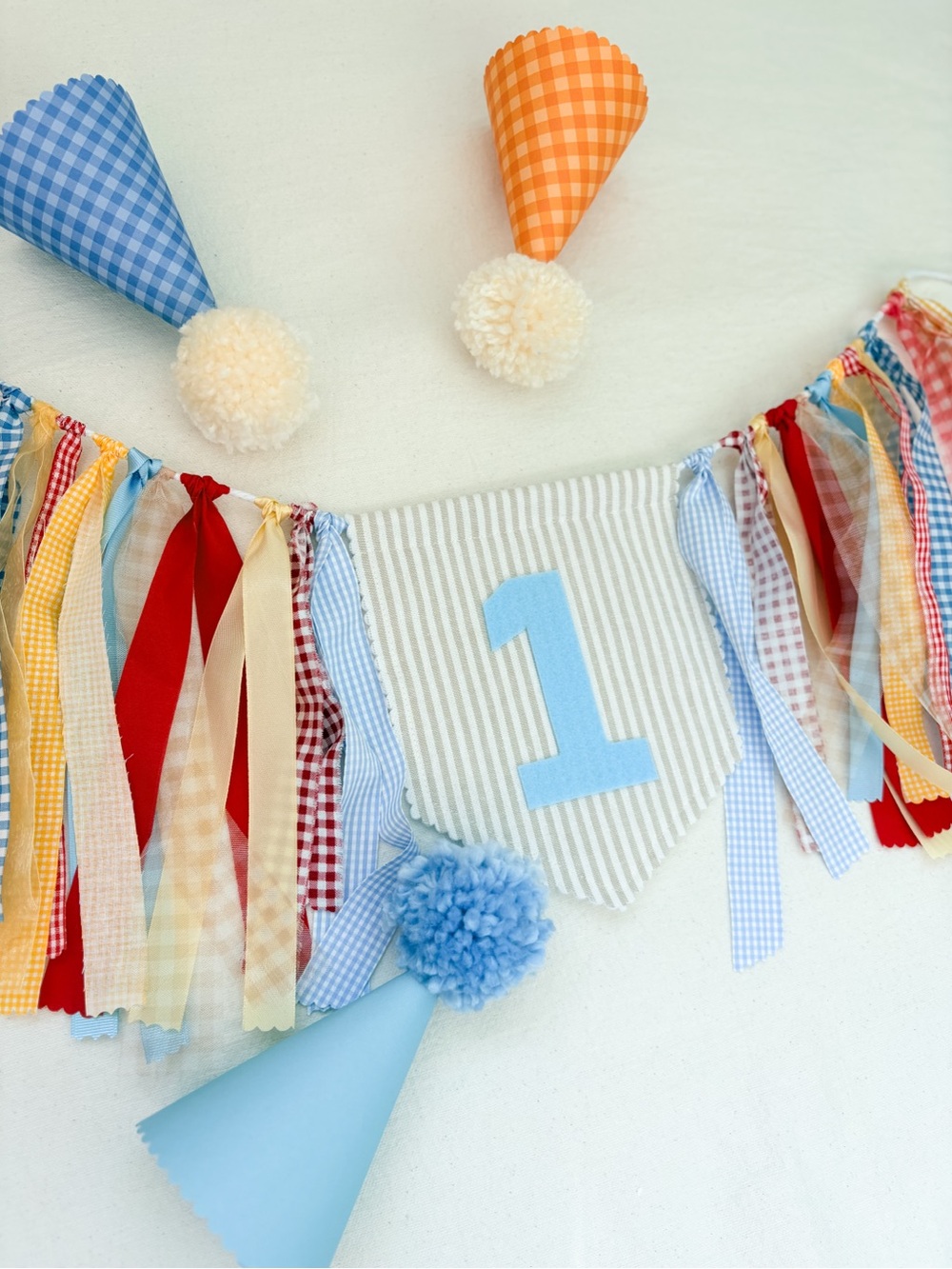 Linen high chair 1st First Birthday Banner- FIRM PRICE